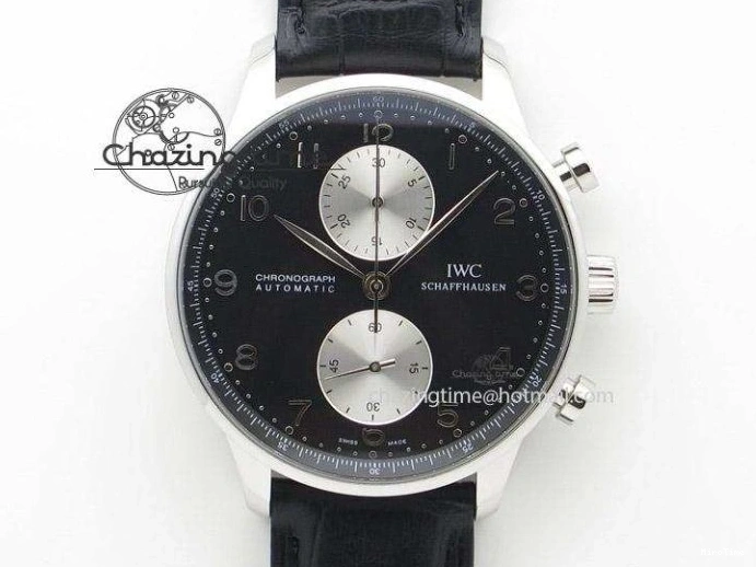 MIROTIME 0308 Portuguese Chrono SS ZF 1:1 Best Edition Gray Dial SS On Black Leather Strap A ZipUp 7215